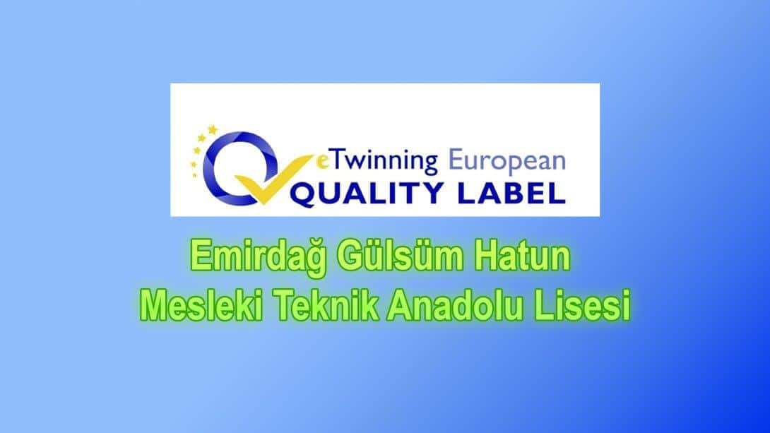 GÜLSÜM HATUN MESLEKİ TEKNİK ANADOLU LİSESİ ETWINNING PROJESİ AVRUPA KALİTE ÖDÜLÜ ALDI.